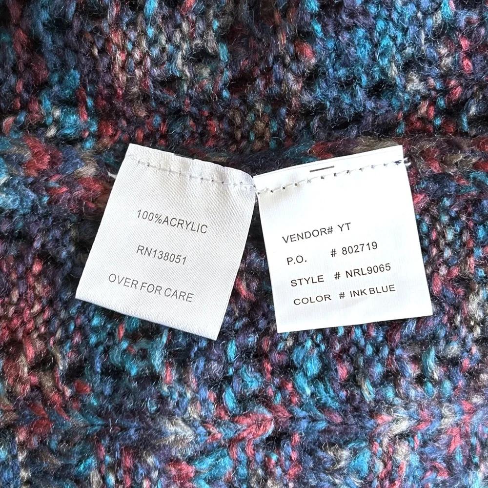 NWT North River Outfitters Cottagecore Cowl Neck Boho Crochet Sweater - M - Blue